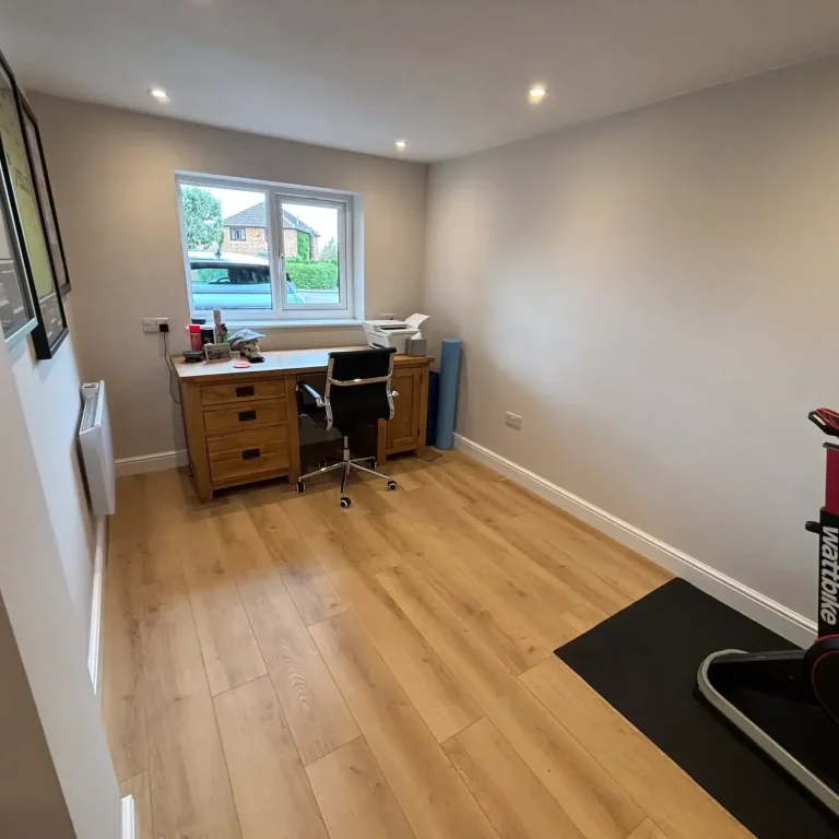 Garage conversion Leeds, home office and gym finished result